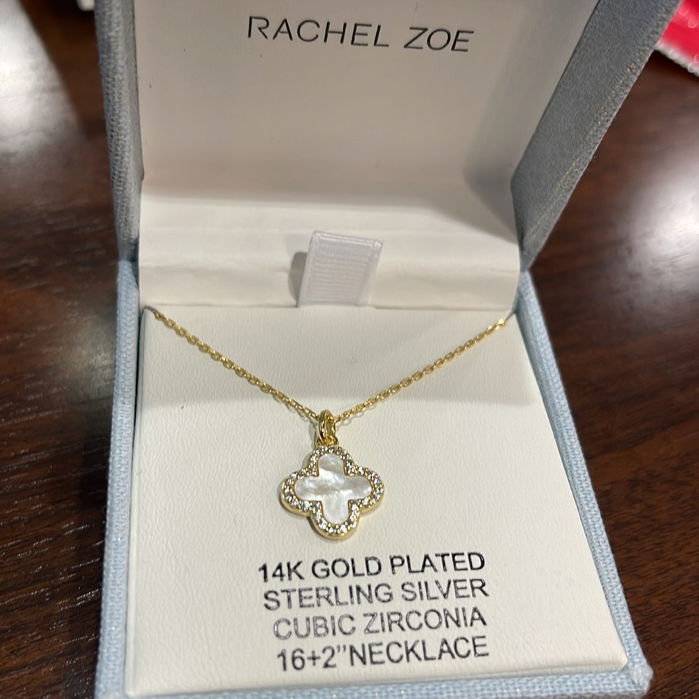 - VAC inspired - Rachel Zoe 14Kt 925 Sterling CZ Gold Tone necklace.new
